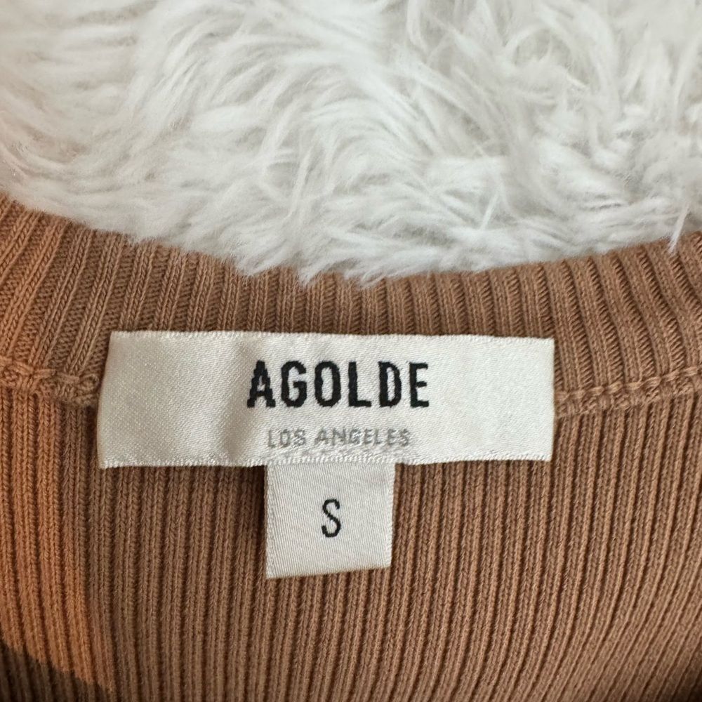 Agolde Tan Ribbed Bailey Tank Top Size S - Picture 10 of 11